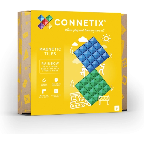 Connetix Magnetische platen - 2 Onderdelen - Blauw en Groen - Connetix - OneSize - Magnetisch speelgoed