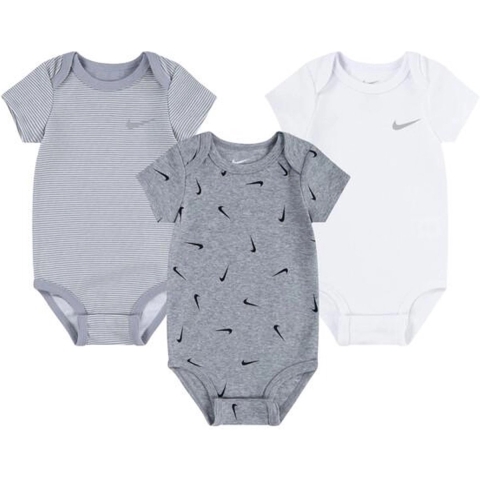 Nike Rompers s/s - 3-pack - DK Grey Heather - Nike - 3 mnd - Romper S/S
