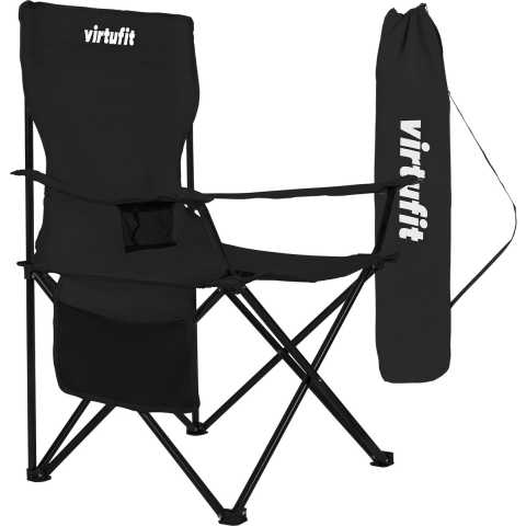 VirtuFit Opvouwbare Camping Stoel - Strandstoel - Zwart