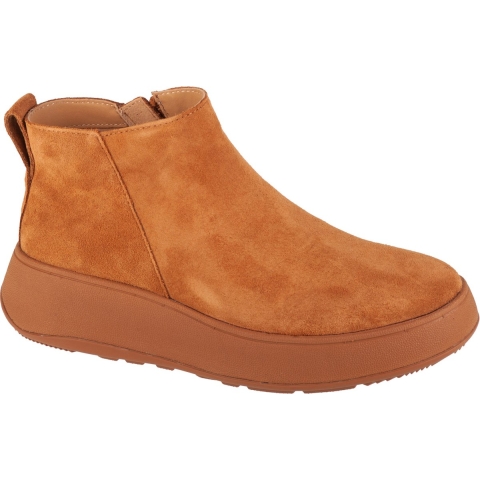 Women's Fit Flop F-Mode Suede Flatform Zip Ankle Boots in Tan