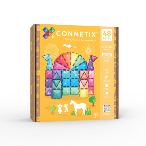 Connetix Magneetset - 48 Onderdelen - Glitter Kasteelpakket - Connetix - OneSize - Magnetisch speelgoed