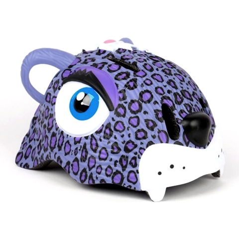 Crazy Safety Fietshelm m. Licht - Leopard - Paars - Crazy Safety - 49-55 cm - Fietshelm