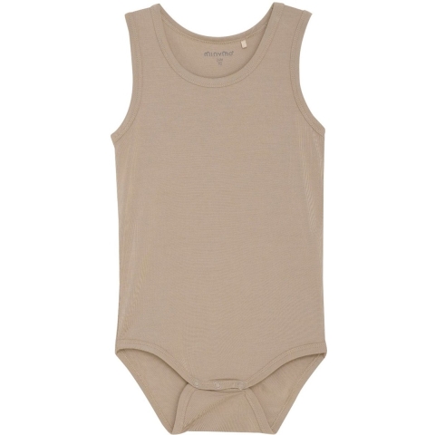 Minymo Romper mouwloos - Viscose - Simpelweg Taupe - Minymo - 68 - Romper Mouwloos