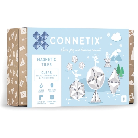 Connetix Magneetset - 24 Onderdelen - Clear Vormuitbreidingspakk - Connetix - OneSize - Magnetisch speelgoed