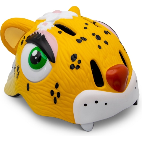 Crazy Safety Fietshelm m. Licht - Leopard - Geel - Crazy Safety - 49-55 cm - Fietshelm