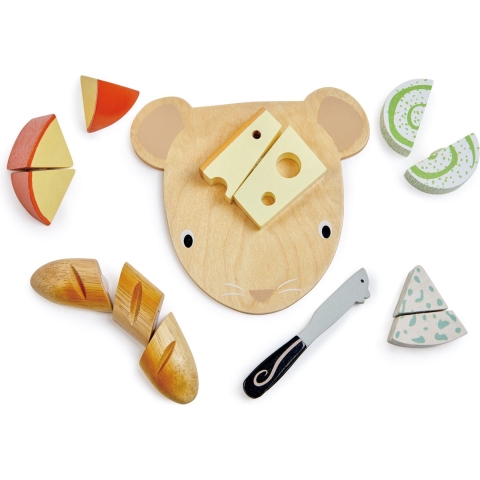 Tender Leaf Houten Speelgoed - Snijplank met kaas - 15 Onderdele - Tender Leaf - OneSize - Speelgoedeten