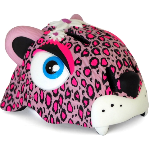 Crazy Safety Fietshelm m. Licht - Leopard - Roze - Crazy Safety - 49-55 cm - Fietshelm