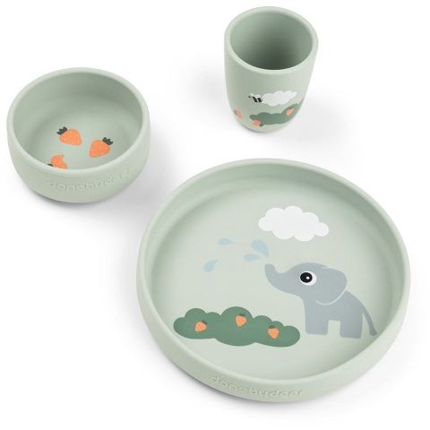 Done by Deer Bestek-Set - Silicone - Stick & Stay - Elphee Groen - Done by Deer - OneSize - Bestek-Set