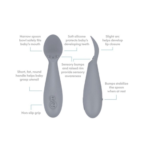 EzPz Tiny Spoon - 2-pack - Grijs - EzPz - OneSize - Kinderbestek
