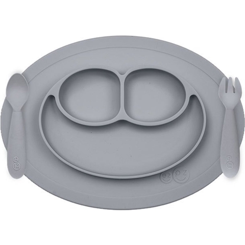 EzPz Bestek-Set - Silicone - 3 Onderdelen - Grijs - EzPz - OneSize - Bestek-Set