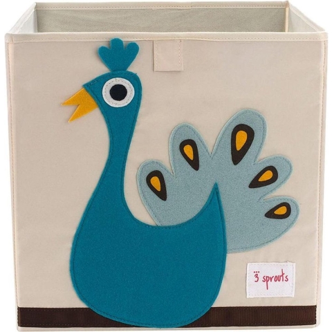 3 Sprouts Opbergbox - 33x33x33 - Pauw - 3 Sprouts - OneSize - Kisten