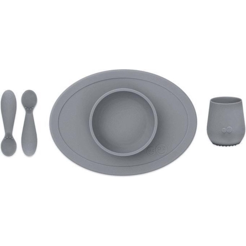 EzPz Bestek-Set - Silicone - 4 Onderdelen - Grijs - EzPz - OneSize - Bestek-Set