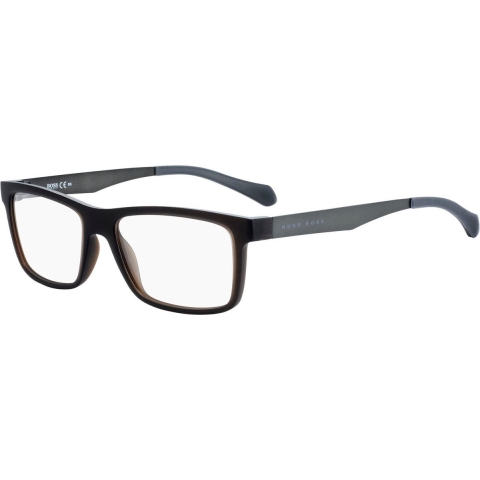 Hugo Boss rechthoekige heren Matte bruin donkere rutheniumbaas 0870