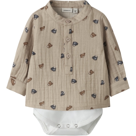 Name It Hemdromper l/s - NbmDutty - Chateau Gray - Name It - 62 - Romper L/S