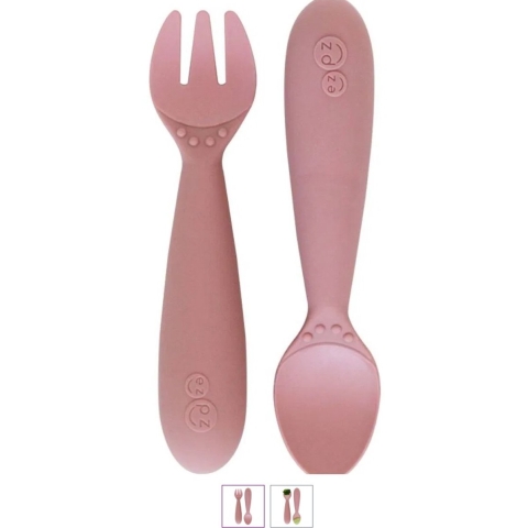 EzPz Bestek - 2-pack - Silicone - Dusty Roze - EzPz - OneSize - Kinderbestek
