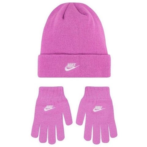 Nike Muts/Handschoenen - Gebreid - Speels Roze - Nike - 8-16 jaar - Mutsen
