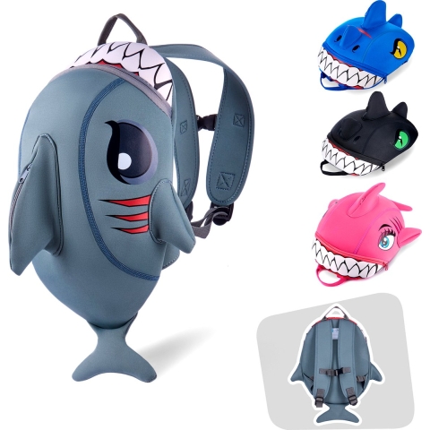 Crazy Safety Kleuterrugzak - Shark - Grijs - Crazy Safety - OneSize - Kleuterrugzakken