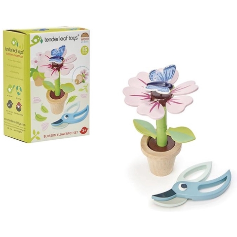 Inschrijving Leaf Houten Speelgoed - Bloem In Pot - Tender Leaf - OneSize - Speelgoed