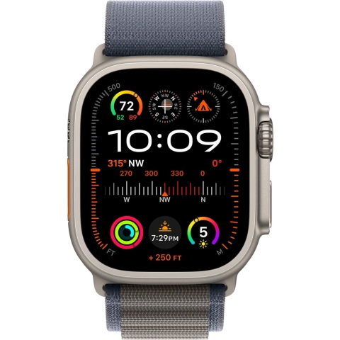 Apple Watch Ultra 2 (2023) | GPS + Cellular | zilver | Alpine-bandje blauw Medium