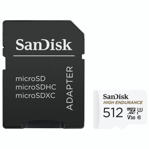 Sandisk High Endurance microSDXC 512GB - microSDXC - 512GB - UHS-I - 100MB/s - Wit
