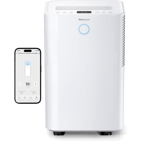 Pro Breeze PB-D-24-WF - Luchtontvochtiger 20L/dag met Smart App - Wasdroogfunctie - Wit