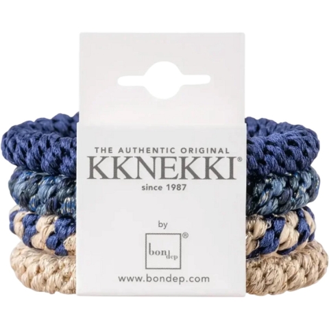 Kknekki Elastische Haarband - 4-pack - Blauw/Beige - Kknekki - OneSize - Haaraccessoires