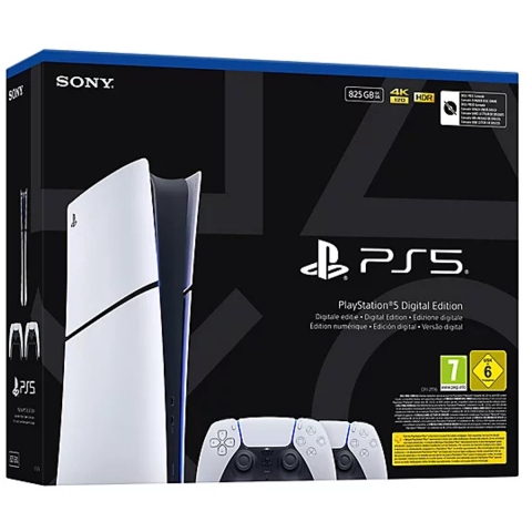 Sony PlayStation 5 Slim - Digital Edition 825GB - Extra controller - Wit Zwart