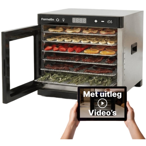 Fornello Voedseldroger - Inc. Uitlegvideo's - Droogkast - Droogmachine - Dehydrator - Droogoven