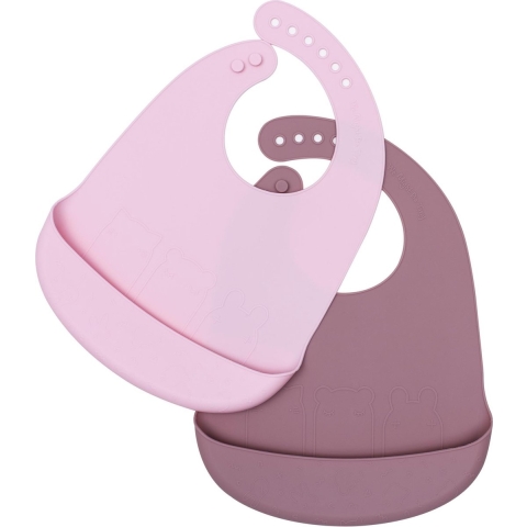 We Might Be Tiny Slabbetjes - 2-pack - Silicone - Powder Roze/Du - We Might Be Tiny - OneSize - Slabbetjes