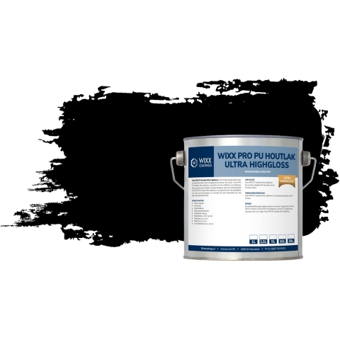 Wixx PRO PU Houtlak Ultra HighGloss RAL 9005 | Gitzwart 2.5L