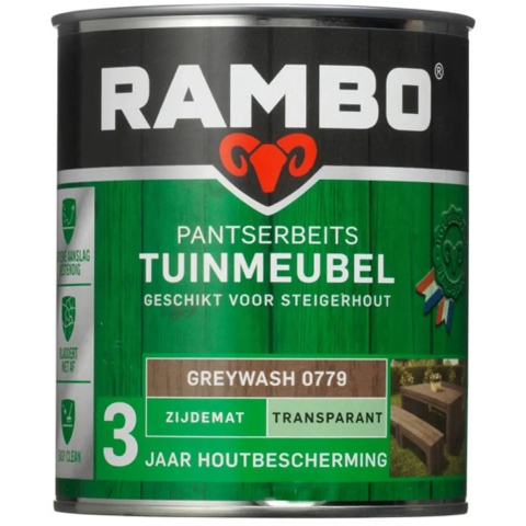 Rambo Pantserbeits Tuinmeubel Transparant Zijdemat Greywash 1.5L