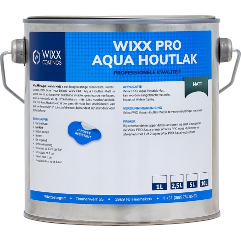 Wixx PRO Aqua Houtlak Matt RAL 7016 | Antracietgrijs 10L