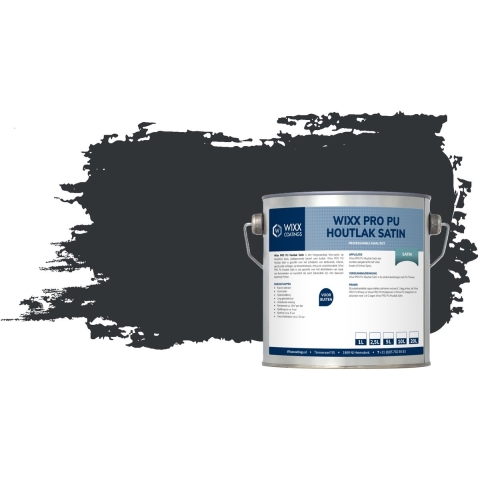 Wixx PRO PU Houtlak Satin RAL 7021 | Zwartgrijs 10L