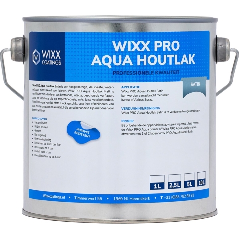 Wixx PRO Aqua Houtlak Satin Wit 5L