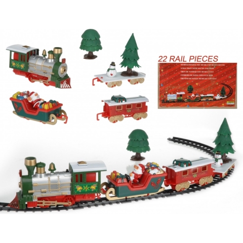 Kersttrein - rijdend - 22-delig - batterijen - kerstboom treintje -