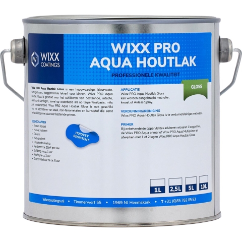 Wixx PRO Aqua Houtlak Gloss RAL 9005 | Gitzwart 5L