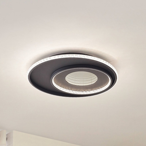 Lindby - Inessa LED plafondlamp, zwart, CCT, dimbaar