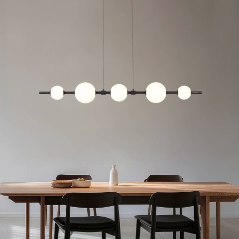Lucande - Tanira LED hanglamp, 140 cm, zwart/wit, dimbaar