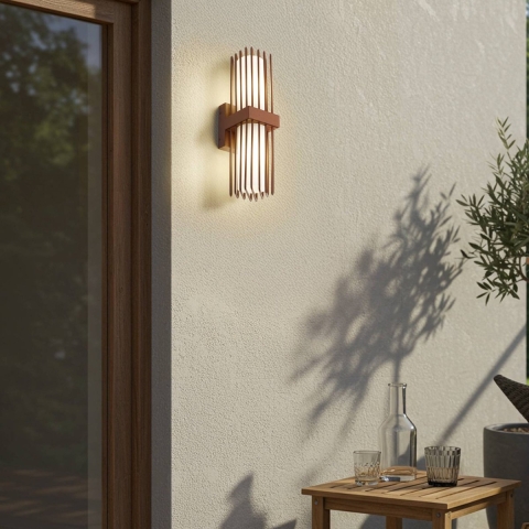 Lucande - Chandan buitenwandlamp, 2-lamps, roest, E27, IP54