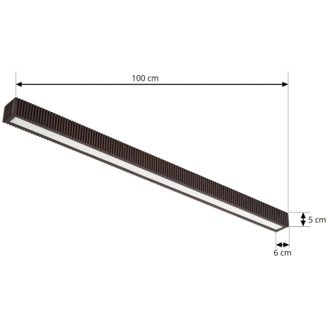 Lucande - Emara LED plafondlamp, 100 cm, eiken, dimbaar, donker hout