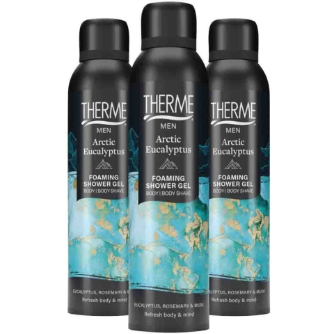3x Therme Men Arctic Eucalyptus Foaming Shower Gel 200 ml