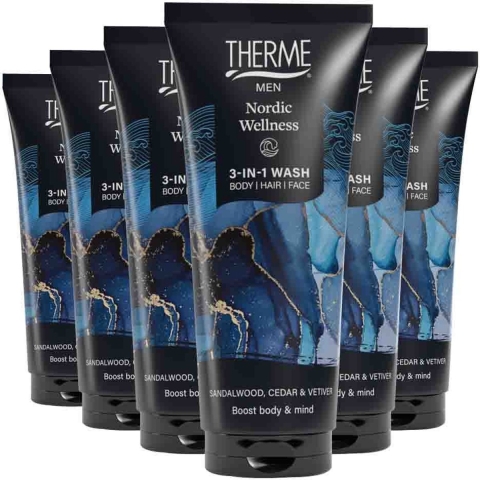 6x Therme Men Nordic Wellness 3in1 Wash 200 ml