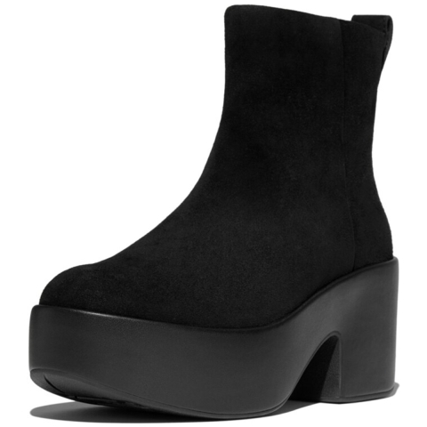FitFlop Platforms Hiel Suède Dames Zwarte Enkellaarzen