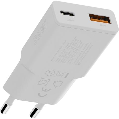 XTORM Go2 Series SlimLine Laadadapter 33 W 1x USB-A, 1x USB-C USB PD, Quick Charge 3.0 Wit Thuis, Binnen