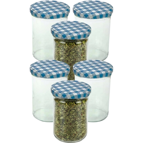 Weckpotten / inmaakpotten - blauw - 9x stuks - 440 ml - met draaideksel - glas -