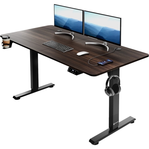 In hoogte verstelbaar bureau Bruin 140x60x73-118cm