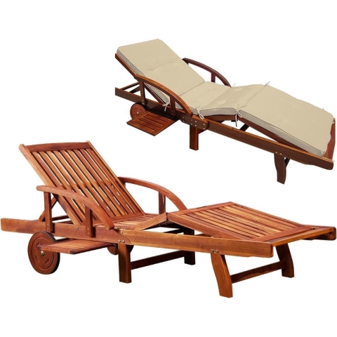 Ligbed Tami Sun® Acaciahout 196x55x5cm incl kussen