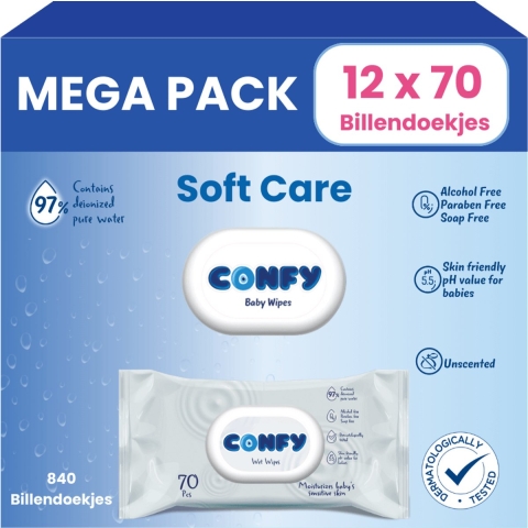 Confy Mega Pack Baby Billendoekjes Sensitive 840 stuks