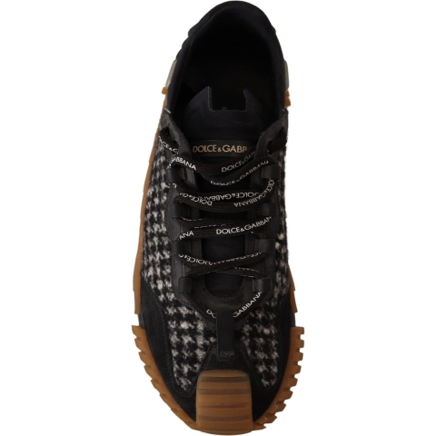 Dolce & Gabbana Zwarte Witte Stoffen Veterschoenen NS1