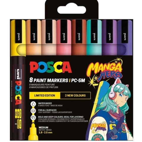 Posca Markers - PC-5M - 8 st. - Manga Hero - Posca - OneSize - Marker